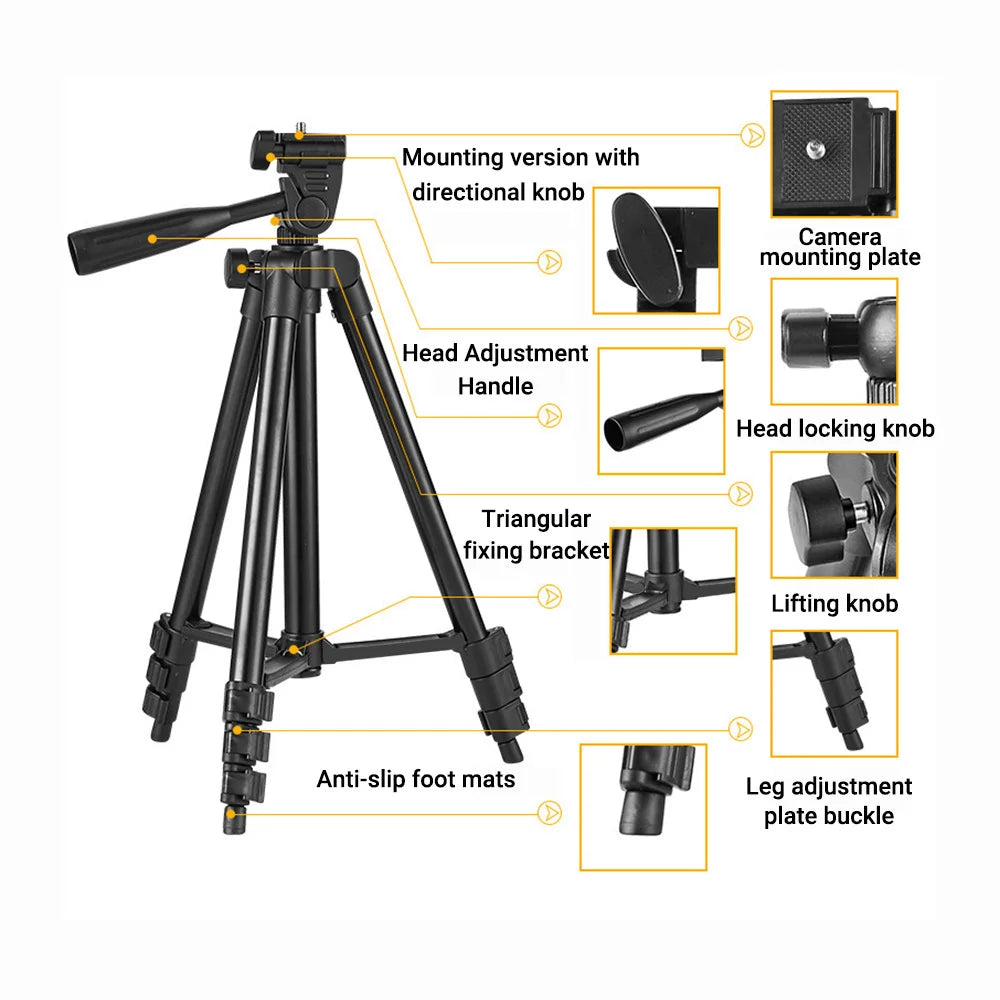 3120 Tripod For Phone 100cm Universal Camera Tripod Stand Phone Holder Lightweight Universal Photography For Xiaomi Huawei DSLR