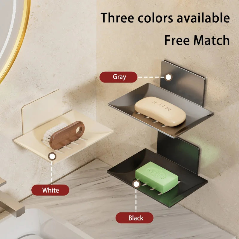 1pc Black Carbon Steel Soap Box Non Perforated Wall Mounted Bathroom Soap Box Bathroom Soap Holder Soap Storage Rack 2025